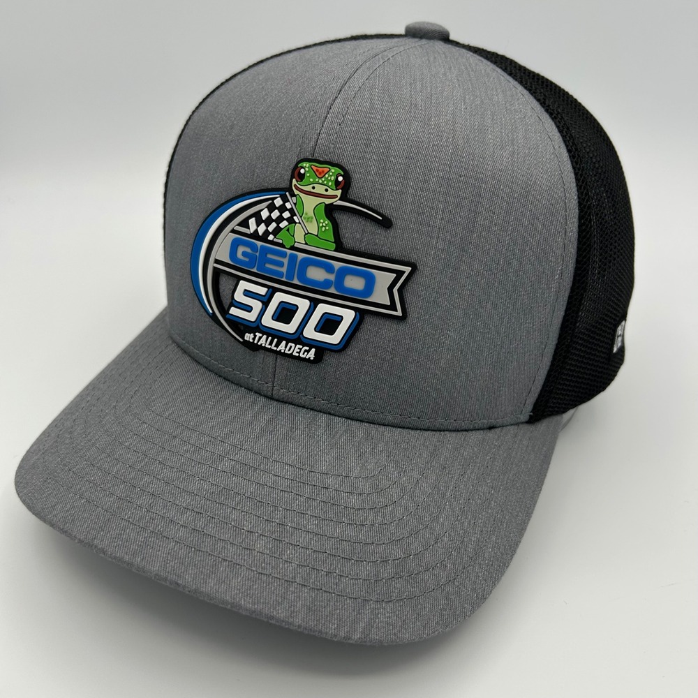 Talladega GEICO 500 Trucker Hat Mens OSFM Grey Black NASCAR Racing Fan